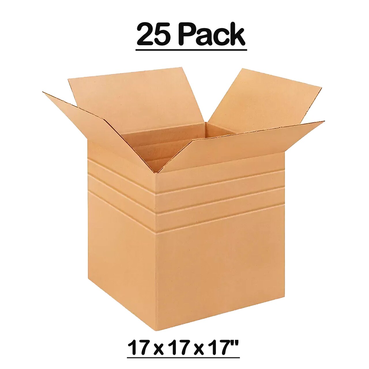 25 Pack Multi Depth Corrugated Cardboard Boxes for Packing Shipping and Storage 17 x 17 x 17 inch